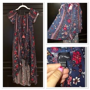 Flower print girls romper